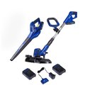 Wild Badger Power Cordless 20 Volt String Trimmer/Edger and Blower, Includes 2 2.0 Ah Batteries and Clip-on Charger WB20VTB